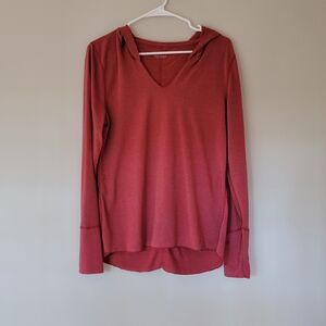 Manduka Women's Deep Red V-Neck Hoodie